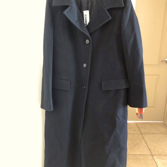 NWT $4300 Jil Sander 100% Cashmere Black Coat with Silk Blend Lining